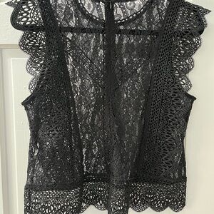 Zara Black Cropped Embellished Blouse